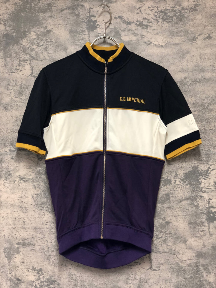 KK163 ラファ RAPHA IMPERIAL WORKS TRICOLOUR JERSEY 半袖 サイクルジャージ 白 黒 紫 S