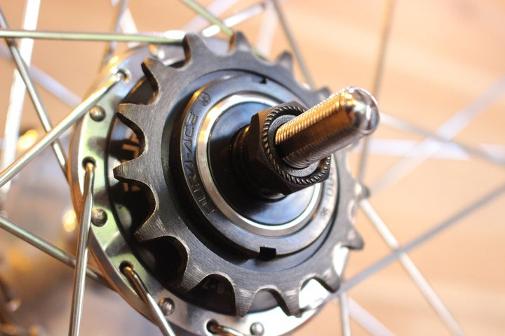 アラヤ ARAYA ゴールド GOLD リム / シマノ SHIMANO デュラエース DURA-ACE HB-7600 ハブ アルミ チューブラー ピスト ホイールセット 【名古屋店】