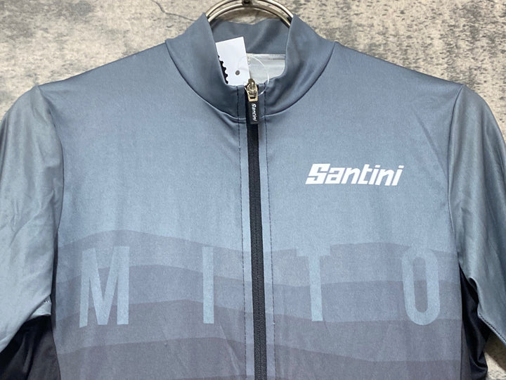 KK027 サンティーニ Santini 半袖 サイクルジャージ グレー 黒 S