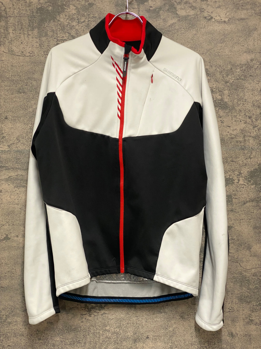 KC224 シマノ SHIMANO 長袖 サイクルジャケット 裏起毛 XL 白赤 ※汚れ