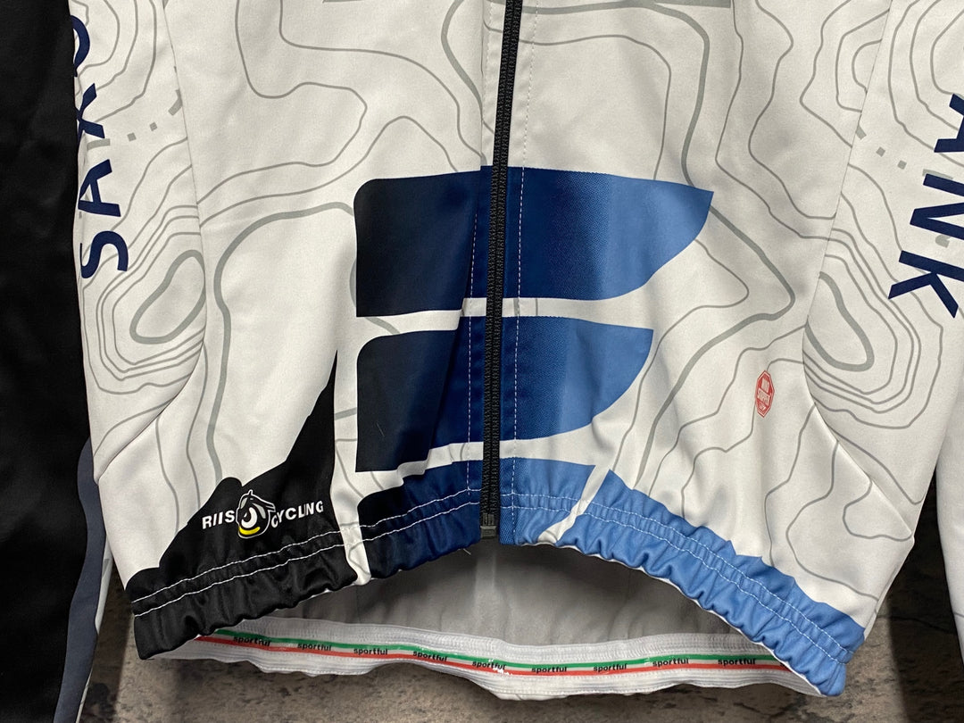 KE984 スポーツフル sportful 長袖 サイクルジャケット 白 黒 S 裏起毛 SAXO BANK