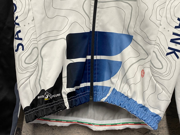 KE984 スポーツフル sportful 長袖 サイクルジャケット 白 黒 S 裏起毛 SAXO BANK