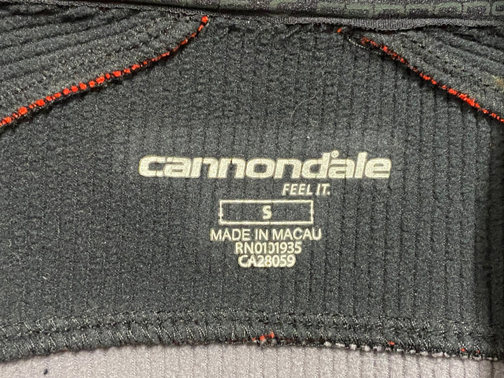 JE068 キャノンデール cannondale 長袖 サイクルジャージ 赤 黒 S 裏起毛