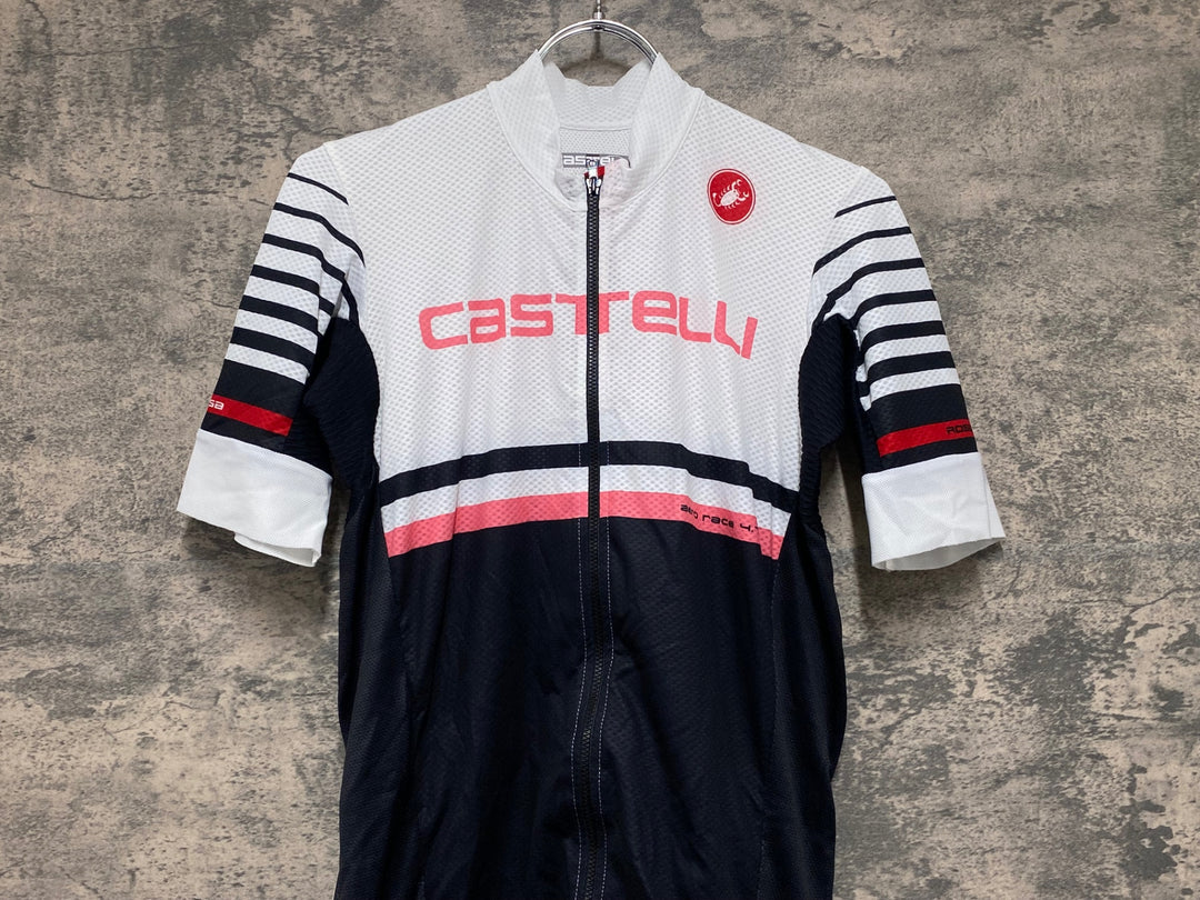 JV386 カステリ CASTELLI ロッソコルサ ROSSO CORSA 半袖 サイクルジャージ 白 L
