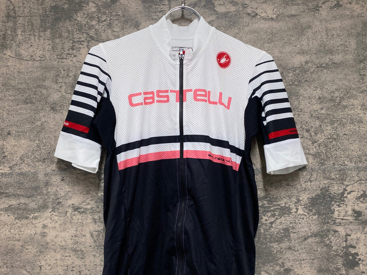 JV386 カステリ CASTELLI ロッソコルサ ROSSO CORSA 半袖 サイクルジャージ 白 L