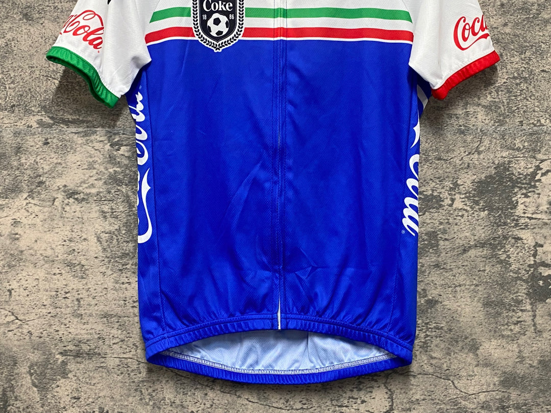 KG287 サンティーニ Santini 半袖 サイクルジャージ 白 青 S