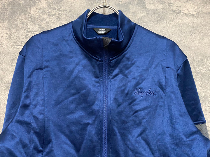 JN804 ラファ Rapha MEN'S LS CLASSIC WINTER JERSEY 長袖 サイクルジャージ 青 XX-L 裏起毛 ※脇部やや毛羽立ちあり