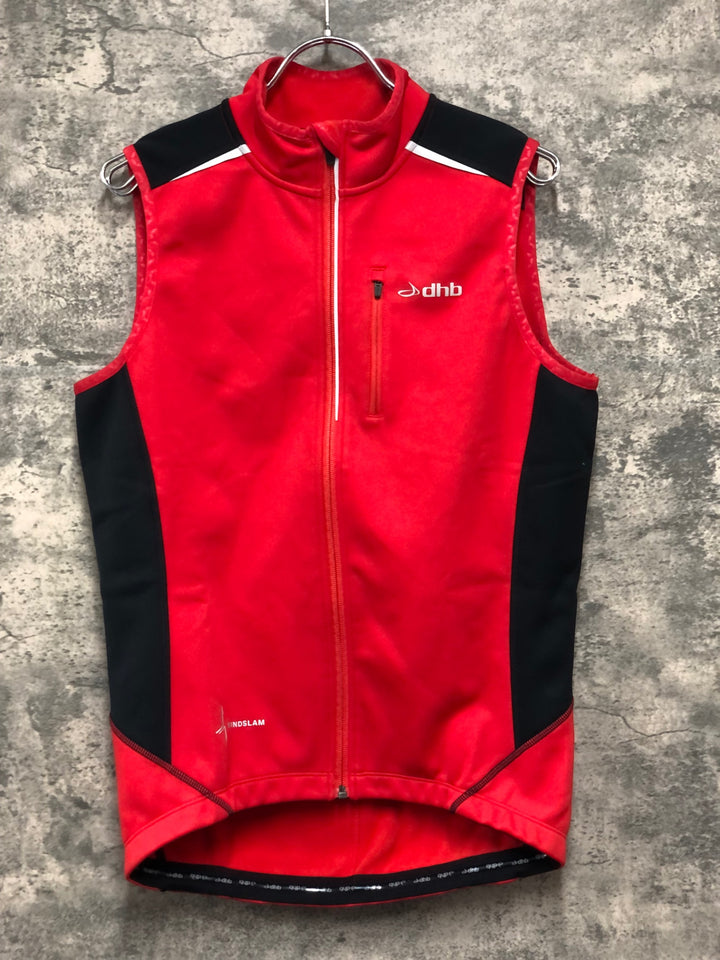 JE128 DHB サイクルベスト ジレ 裏起毛 赤 XS