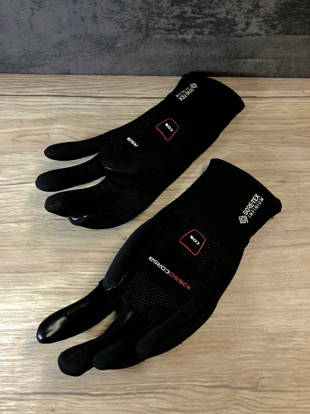 JS401 カステリ CASTELLI ROSSOCORSA perfetto 長指 グローブ 黒 S 裏起毛 WINDSTOPPER ※タグカット