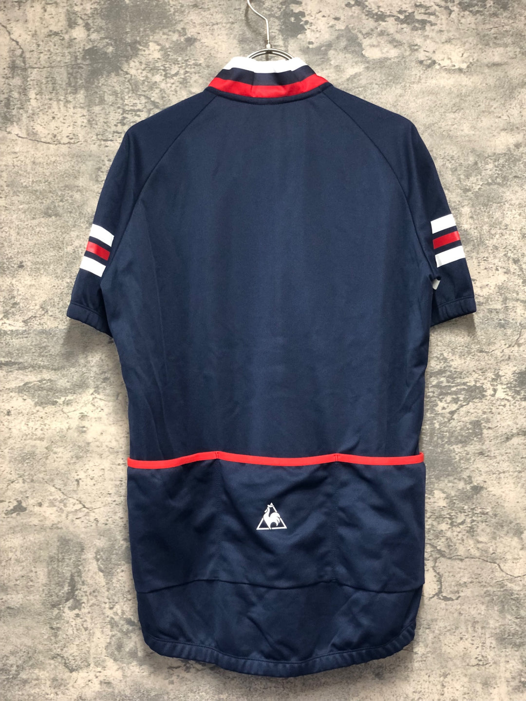 KK455 ルコックスポルティフ le coq sportif 半袖 サイクルジャージ 白 紺 O