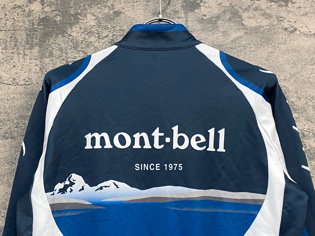KN181 モンベル mont-bell 長袖 サイクルジャ―ジ 青 白 L 裏起毛