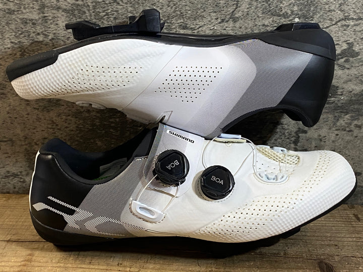 KH794 シマノ SHIMANO RC7 SHRC702M WIDEビンディングシューズ 3穴 BOA 白 EU45