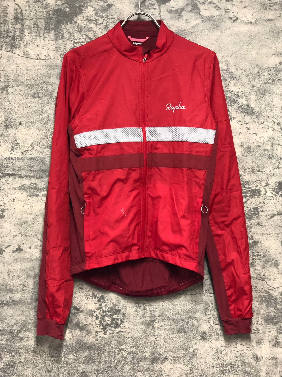 KK257 ラファ Rapha BREVET LONG SLEEVE WINDBLOCK JERSEY 長袖 サイクルジャージ 赤 S ※タグカット