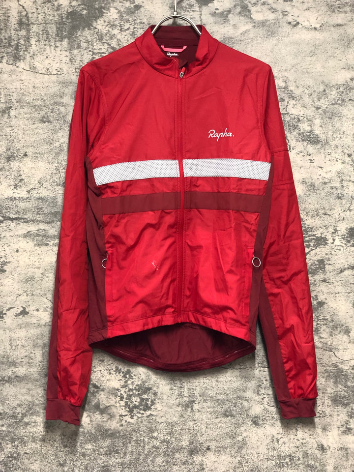 KK257 ラファ Rapha BREVET LONG SLEEVE WINDBLOCK JERSEY 長袖 サイクルジャージ 赤 S ※タグカット