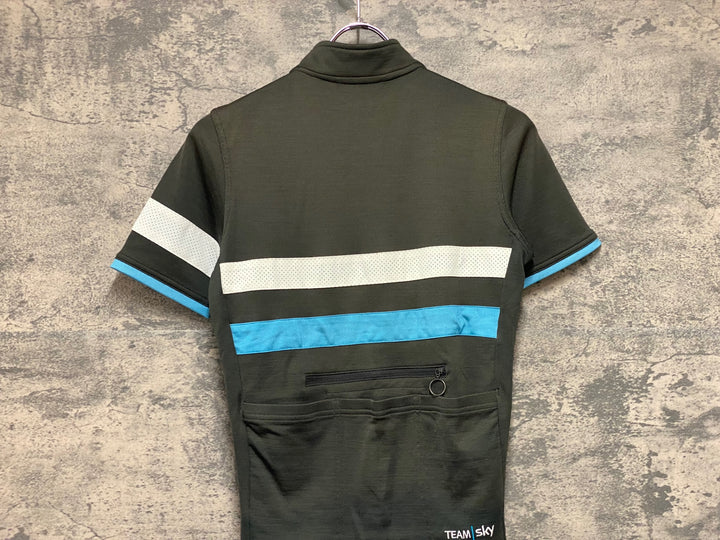 KP955 ラファ Rapha TEAM sky TRAINING BREVET JERSEY 半袖 サイクルジャージ 黒 スライブルー XS