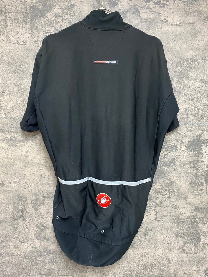 JN509 カステリ CASTELLI 半袖 サイクルジャケット 黒 XXL Waterproof ※穴あきのためジャンク