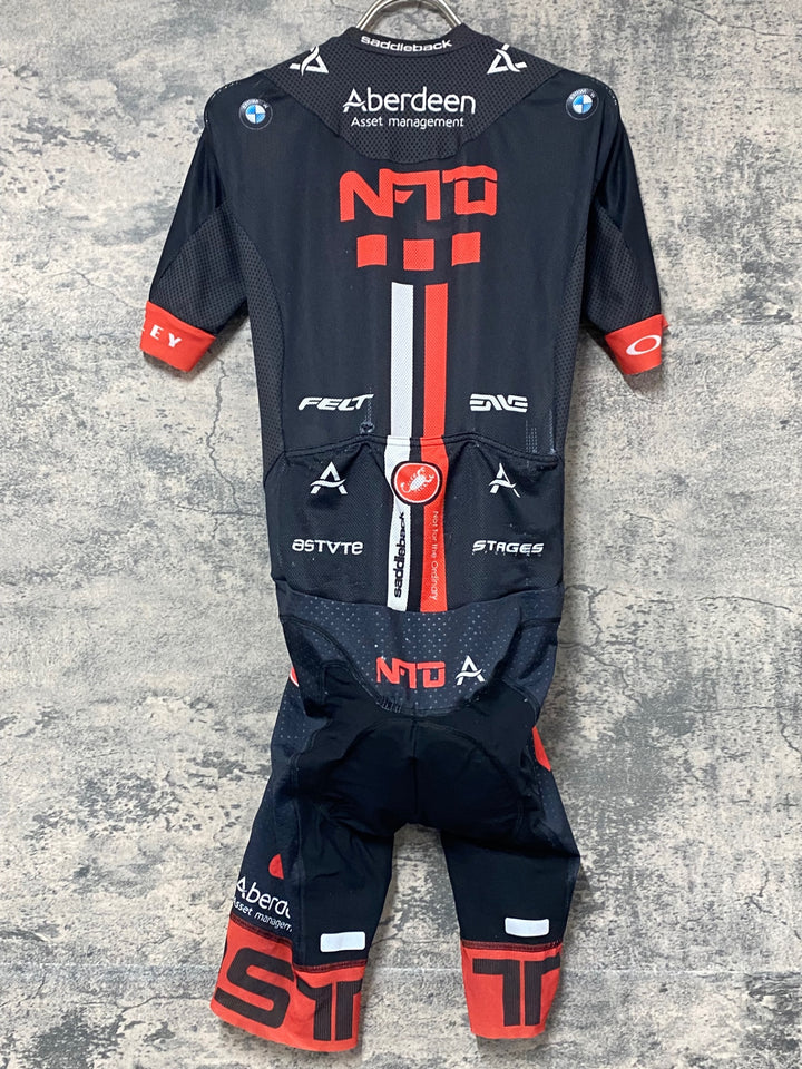 KK554 カステリ CASTELLI 半袖 ワンピース 黒 S NFTO ※スレ大、背面ポケット穴あきのためジャンク