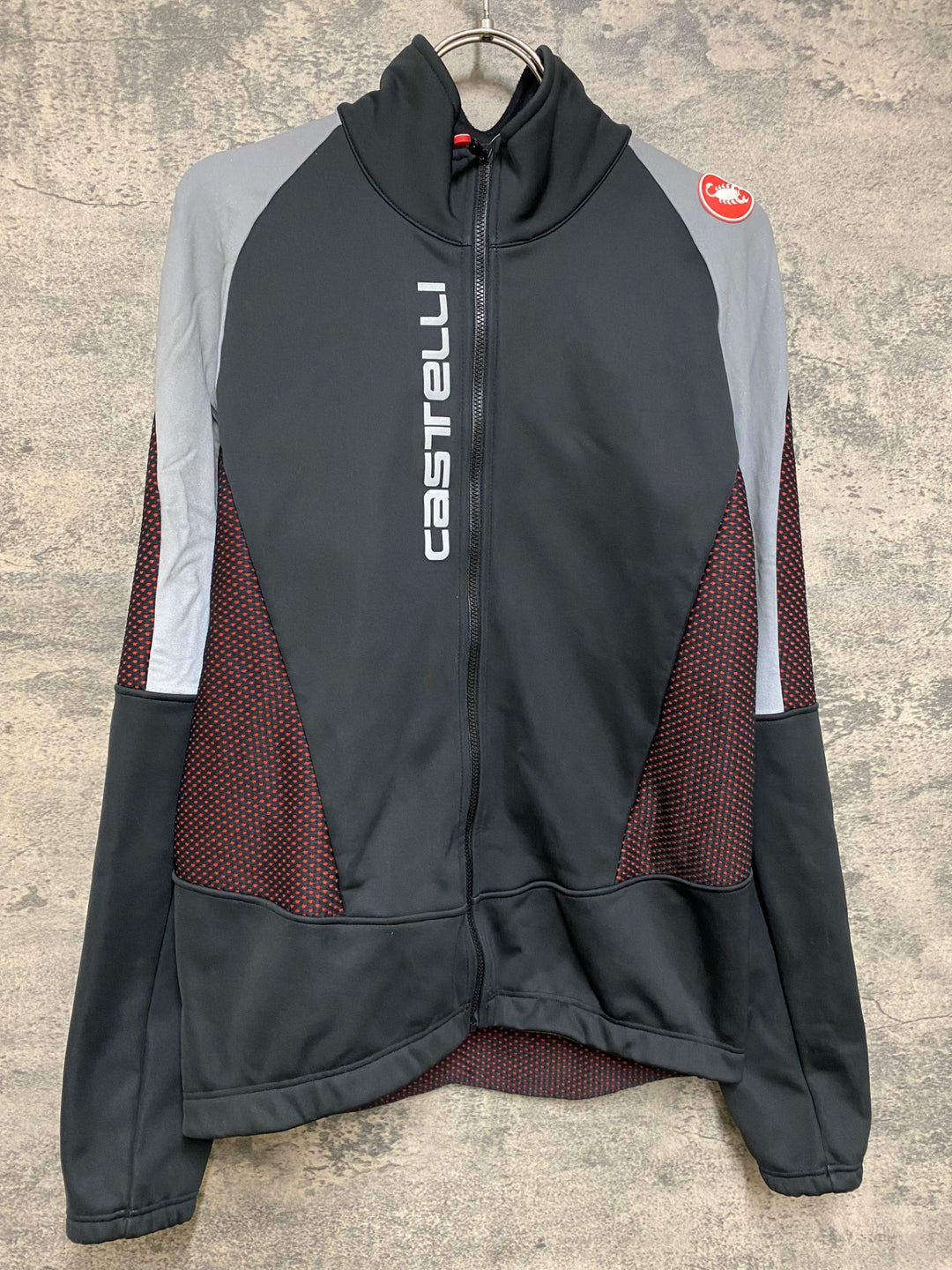 JS027 カステリ CASTELLI ソフトシェル 長袖 サイクルジャケット 黒 リフレクト L 裏起毛
