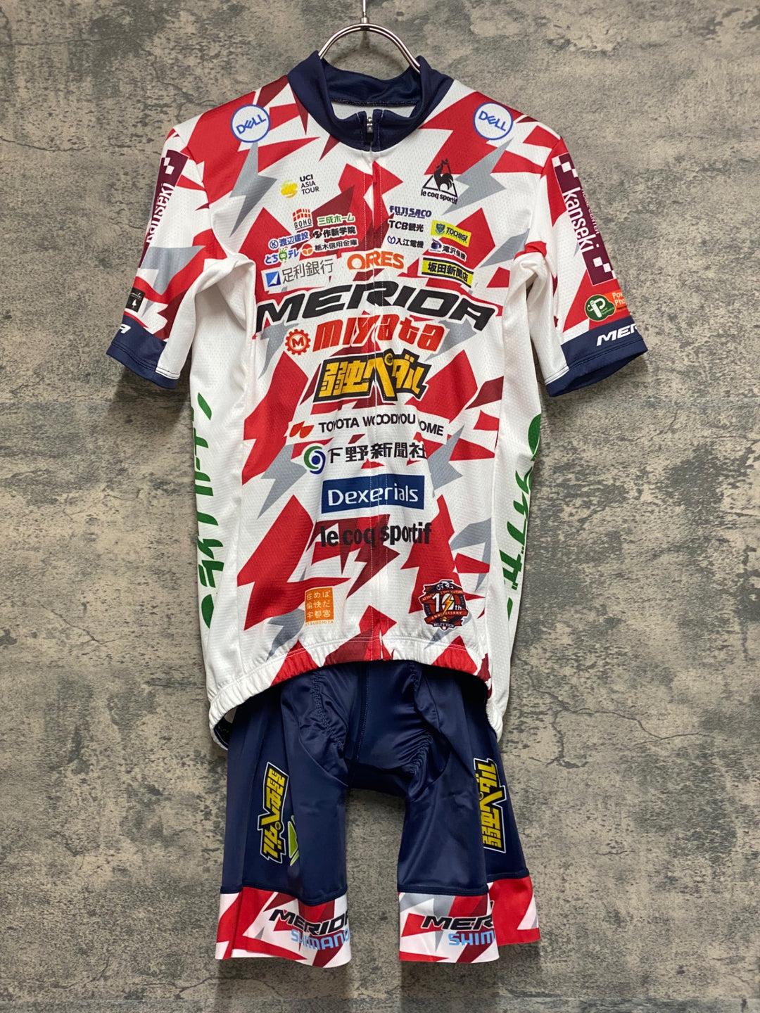 KF996 ルコック le coq sportif 半袖 サイクルジャージ ビブショーツ 赤 白 紺 M 宇都宮ブリッツエン 弱虫ペダル 上下セット