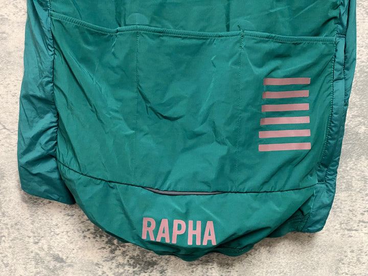 JD883 ラファ Rapha PRO TEAM INSULATED GILET ジレ サイクルベスト 緑 S 裏起毛