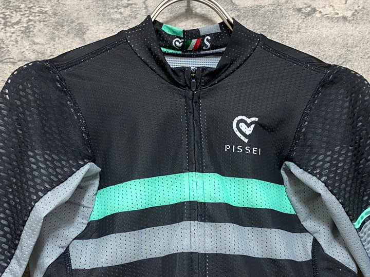 JN466 ピセイ PISSEI 半袖 サイクルジャージ 黒 チェレステ S