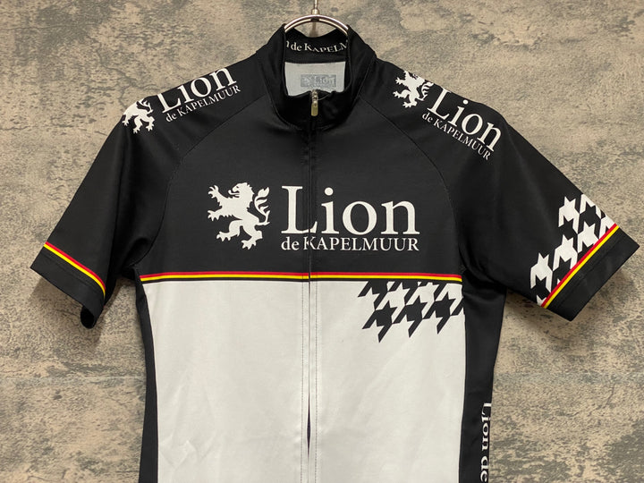 KL632 リオンドカペルミュール Lion de KAPELMUUR 半袖 サイクルジャージ 白 黒 サイズ不明 ※スレ,汚れ