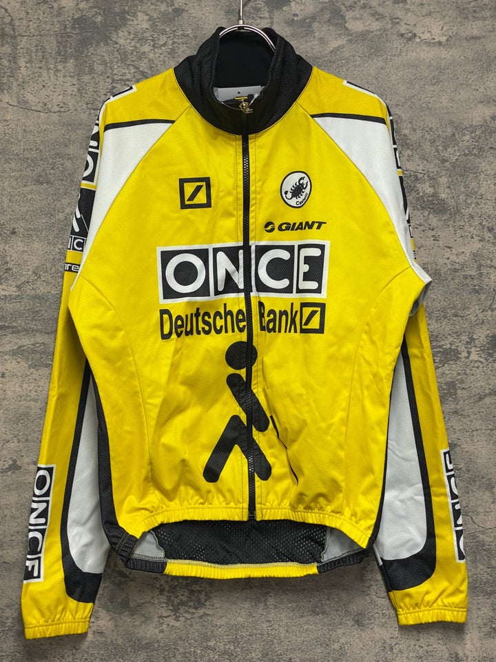 JV748 カステリ CASTELLI 長袖サイクルジャケット 白黄 L 裏起毛 ONCE 汚れあり