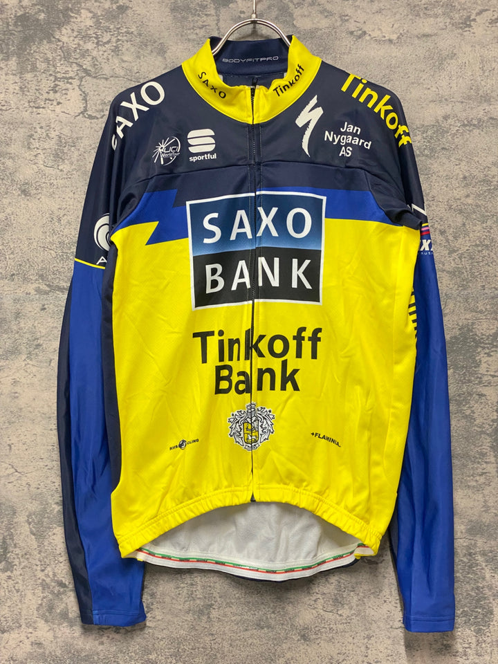 KJ805 スポーツフル sportful 長袖 サイクルジャージ 黃 紺 L 裏起毛 SAXO BANK
