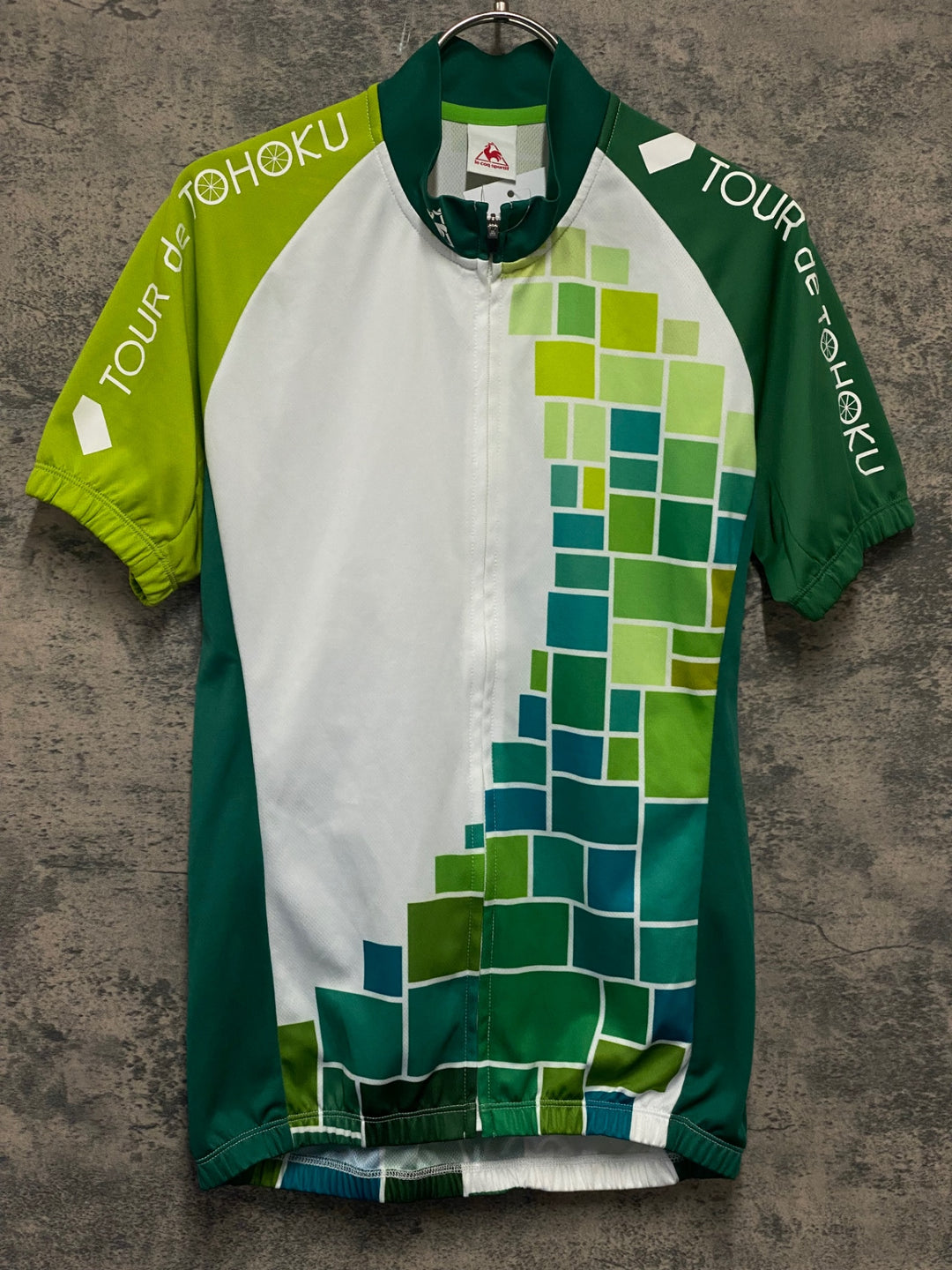 KL679 ルコックスポルティフ le coq sportif 半袖 サイクルジャージ 白緑 M