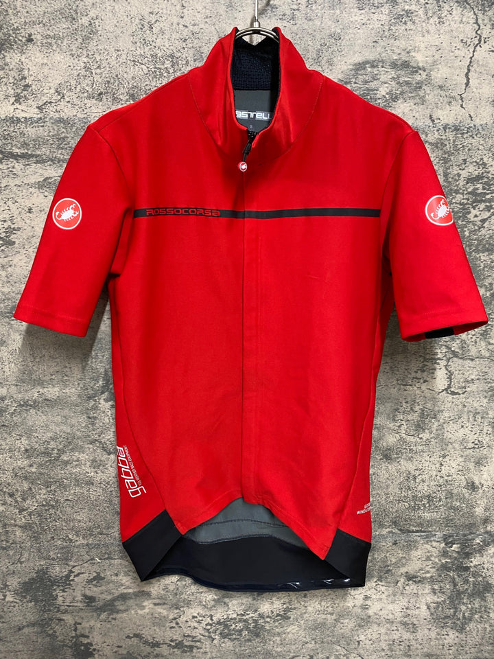 KF631 カステリ CASTELLI ロッソコルサ ROSSO CORSA perfetto 半袖 サイクルジャージ 赤 S GORE WINDSTOPPER