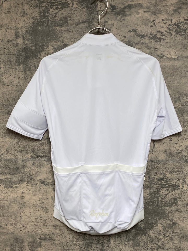 KG934 ラファ Rapha MENS SHORT SLEEVE CORE JERSEY 半袖 サイクルジャージ 白 S ※シミ