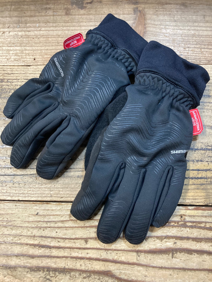 KG458 シマノ SHIMANO 長指 グローブ 黒 L 裏起毛 GORE WINDSTOPPER