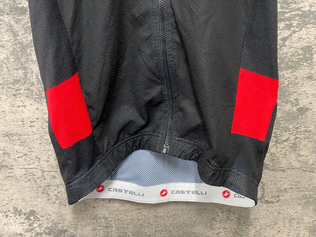 JT070 カステリ CASTELLI 半袖サイクルジャージ 黒 S ほつれあり