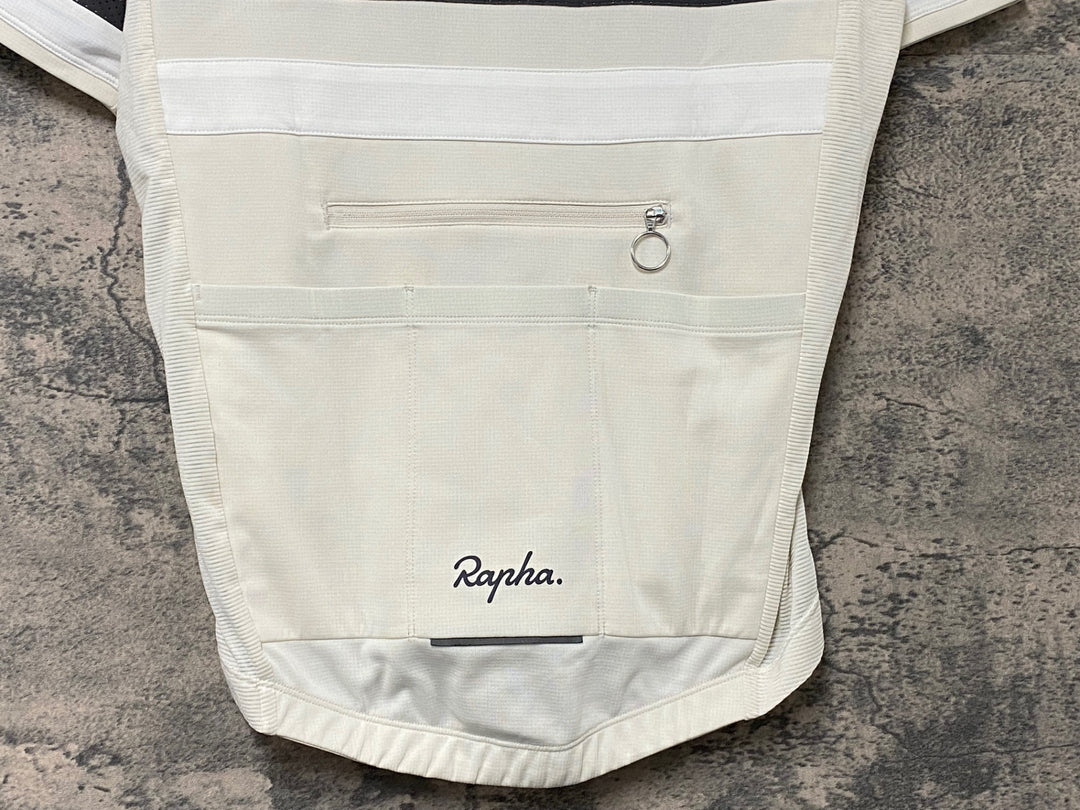 KJ683 ラファ Rapha BREVET LIGHTWEIGHT JERSEY 半袖 サイクルジャージ 白 ベージュ XS