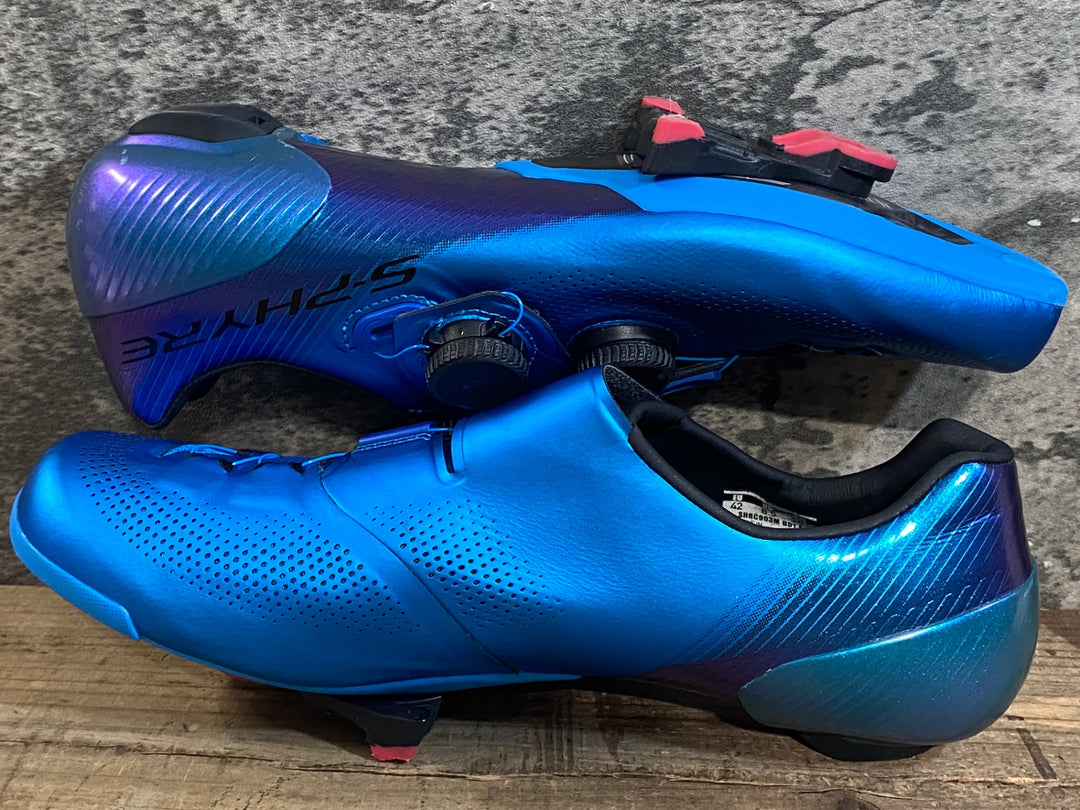 KH163 シマノ SHIMANO エスファイア S-PHYRE SH-RC903M B01E ビンディングシューズ 3穴 WIDE 青 EU42E