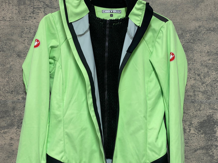 KP590 カステリ CASTELLI ROSSOCORSA 長袖 ダブルレイヤード サイクルジャケット ライトグリーン レディース S 裏起毛 GORE-TEX