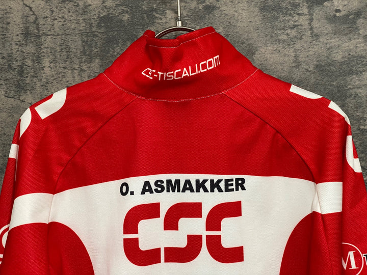 JV554 カステリ CASTELLI 長袖 サイクルジャージ 白 赤 CSC サイズ不明