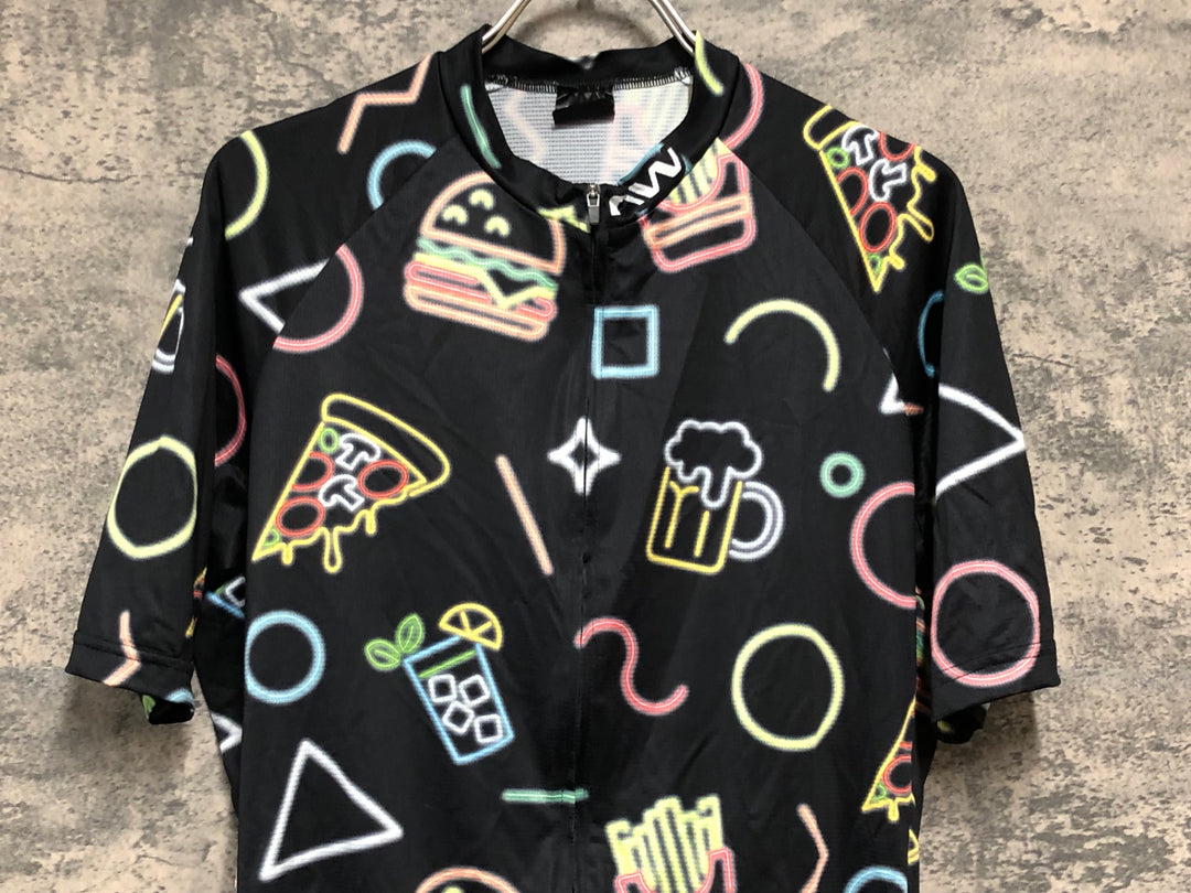 KD827 ノースウェーブ NORTHWAVE NEON PARTY JERSEY 半袖 サイクルジャージ 黒 L