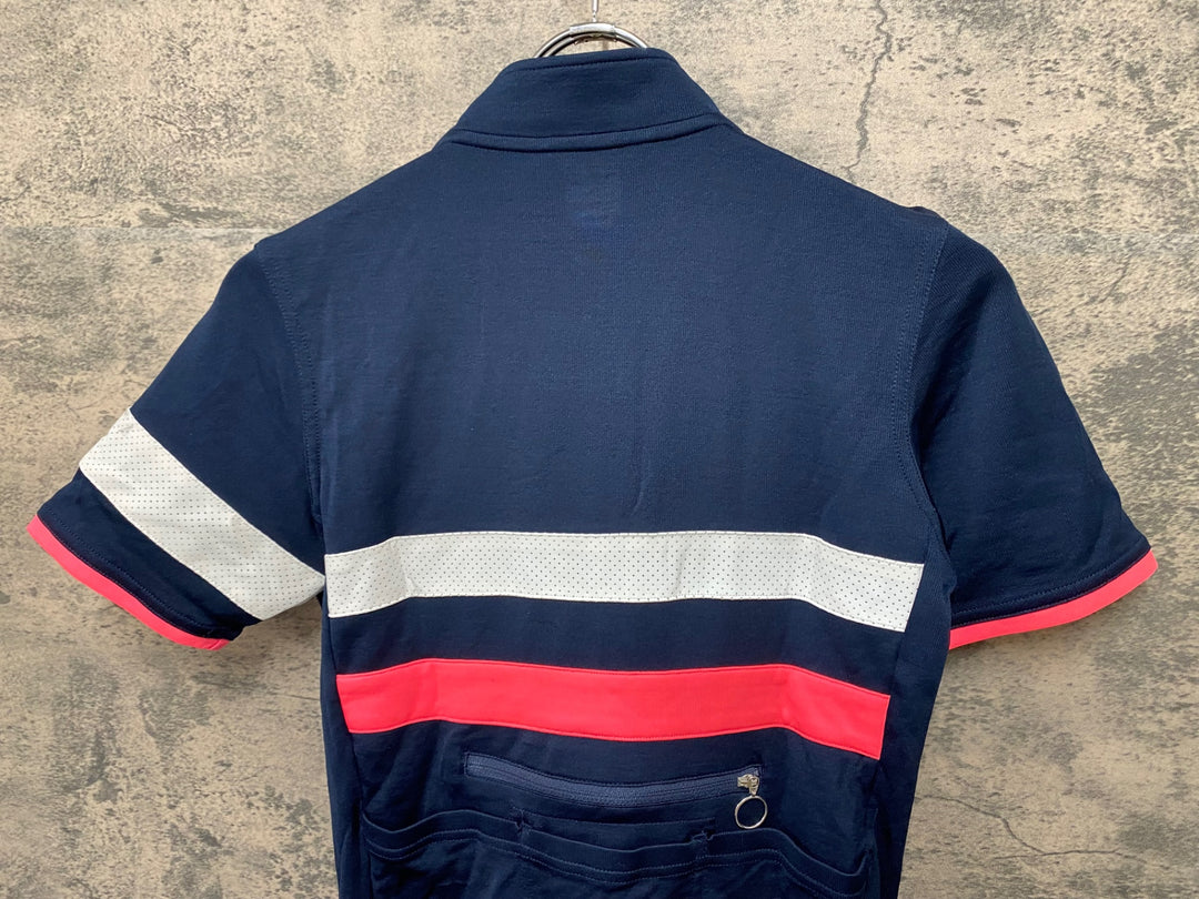 KA056 ラファ Rapha BREVET JERSEY 半袖 サイクルジャージ 紺 レディース XS