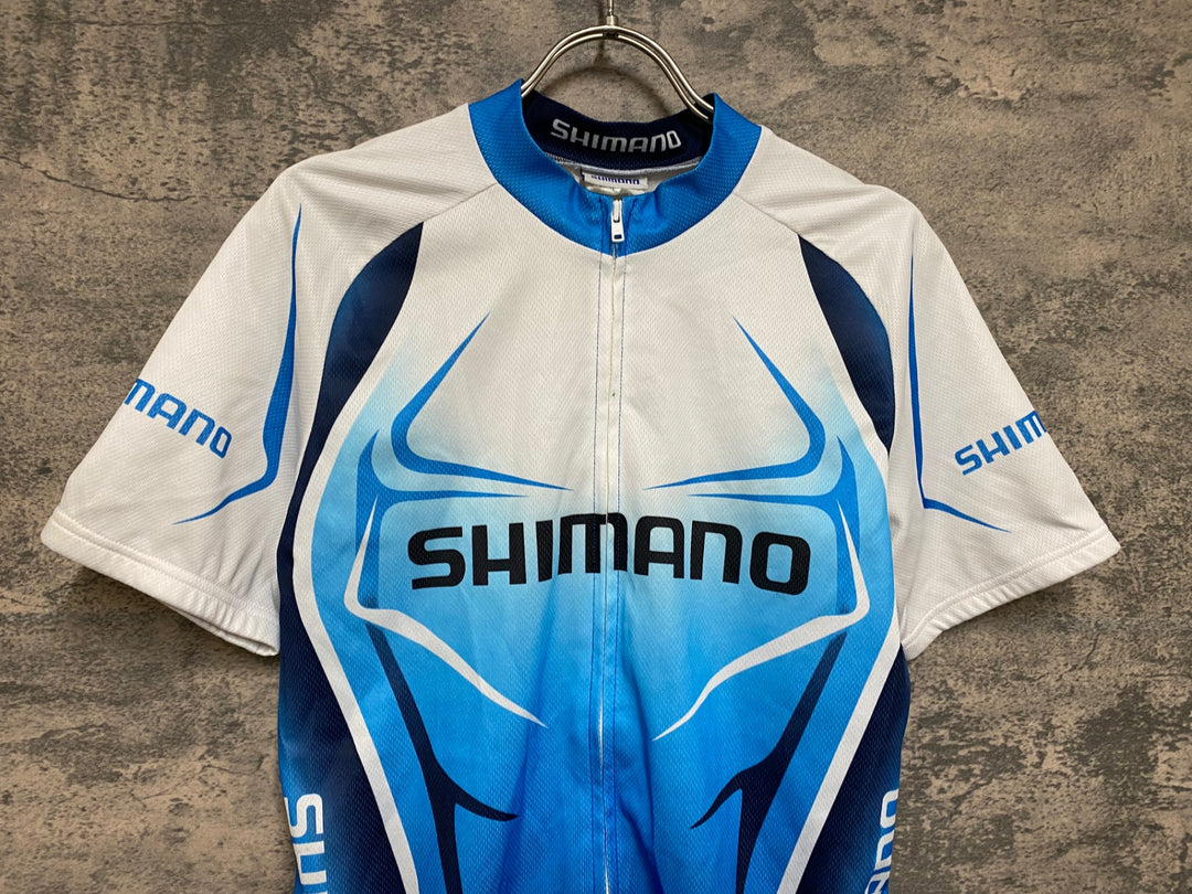 JO314 シマノ SHIMANO 半袖 サイクルジャージ 白 青 L