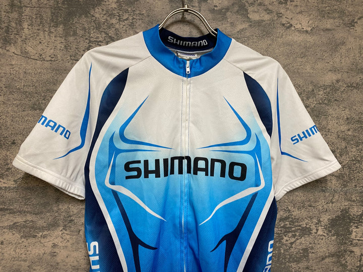 JO314 シマノ SHIMANO 半袖 サイクルジャージ 白 青 L