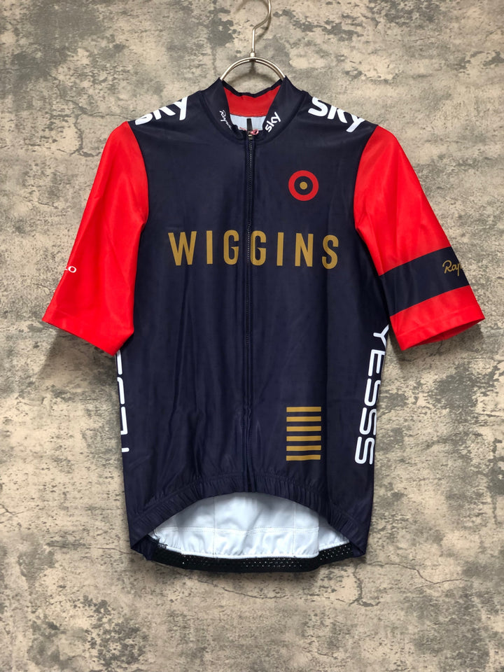 KK139 ラファ Rapha WIGGINS PRO TEAM MID WEIGHT JERSEY 半袖 サイクルジャージ 紺 赤 S