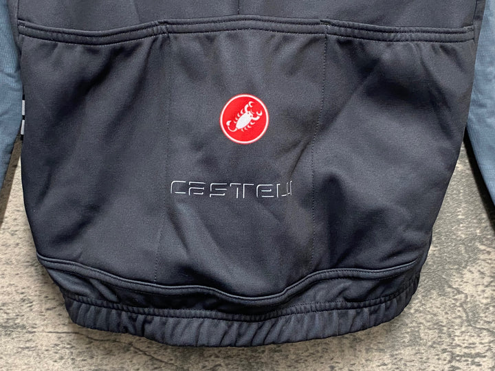 KD433 カステリ CASTELLI 長袖 サイクルジャージ グレー M 裏起毛 ※スレあり
