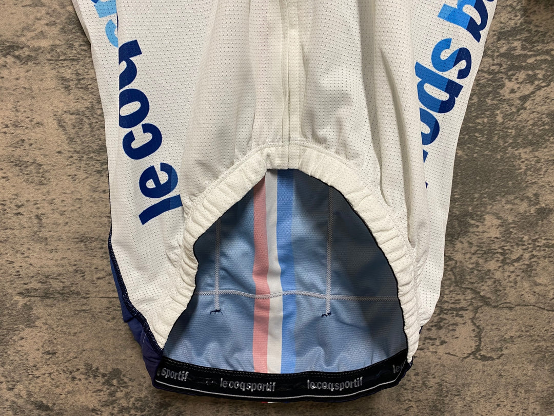 JP447 ルコックスポルティフ LE COQ SPORTIF 半袖 メッシュ サイクルジャージ 青 白 M