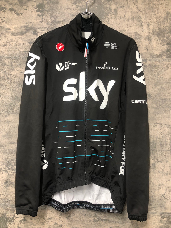 JF342 カステリ CASTELLI LONG SLEEVE THERMAL JERSEY TEAM sky 長袖 サイクルジャージ 黒 L