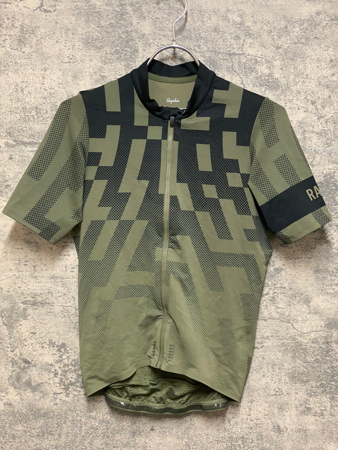JQ502 ラファ Rapha PRO TEAM MIDWEIGHT JERSEY AERO BLOCK 半袖 サイクルジャージ 緑黒 S