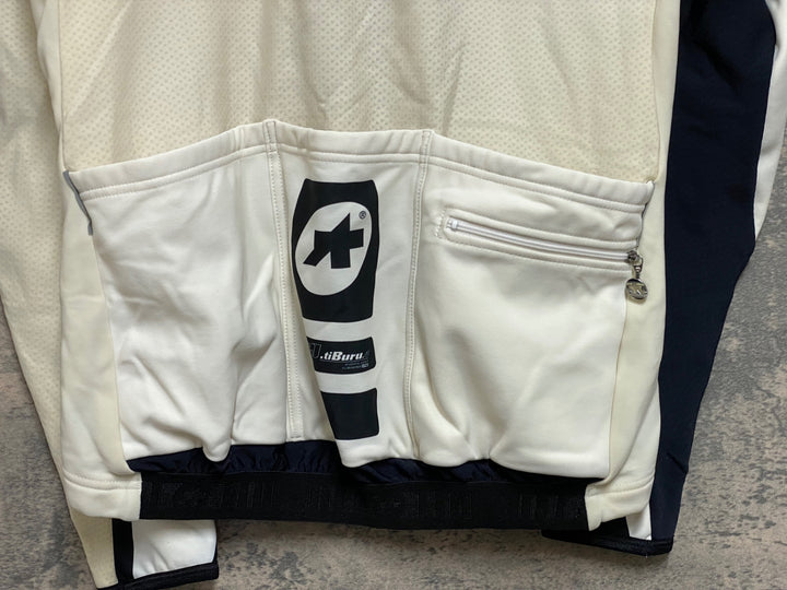 JQ140 アソス assos iJ tiBuru 4 長袖サイクルジャージ 白黒 M 汚れあり 裏起毛