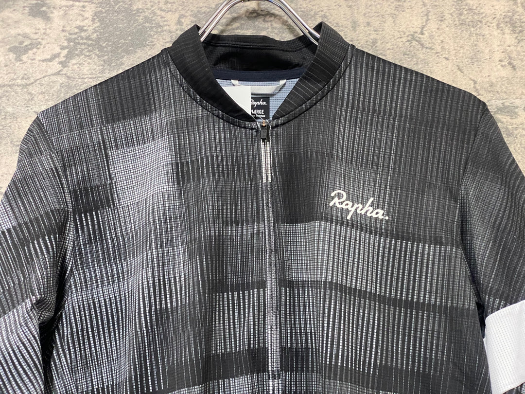 KM925 ラファ Rapha MEN'S FLYWEIGHT JERSEY PRINT 半袖 サイクルジャージ 黒 L