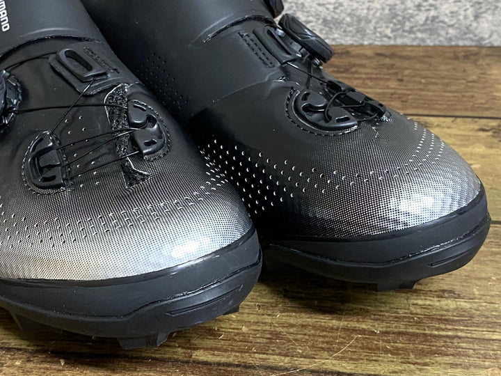 KD341 シマノ SHIMANO XC7 WIDE SHXC702M L01 E ビンディングシューズ BOA 2穴 黒 シルバー EU42