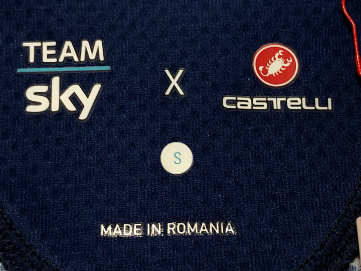 JV912 カステリ CASTELLI 半袖 サイクルジャージ ネイビー S TEAM Sky